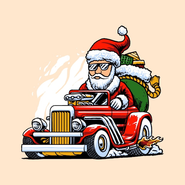 Ilustración de Hot Rods Santa