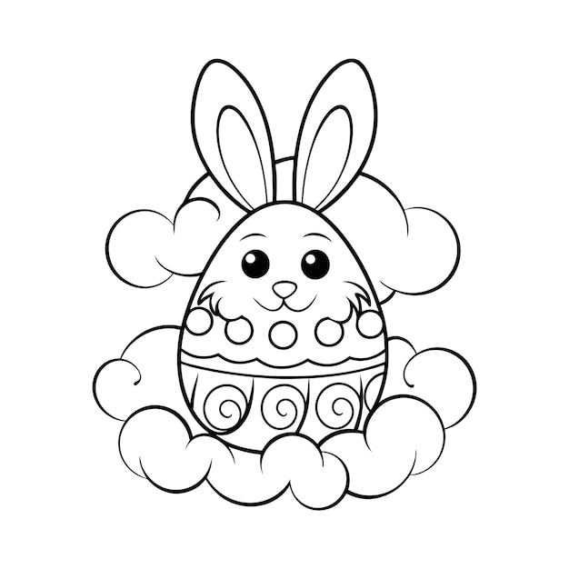 Ilustración del huevo de conejo de Pascua en las nubes