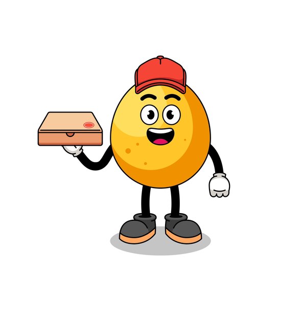 Ilustración de huevo de oro como repartidor de pizza