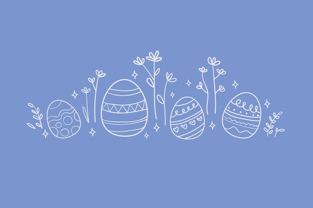 Ilustración de huevo de Pascua de fondo Vector lineal del día de Pascua Elemento floral de Pascua feliz