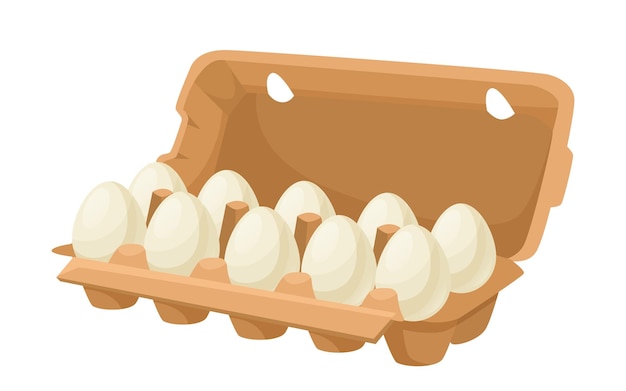 Ilustración de huevos blancos en un cartón Ilustración vectorial