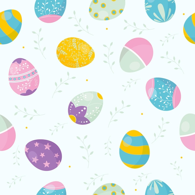 Ilustración de huevos de pascua dibujados a mano de patrones sin fisuras