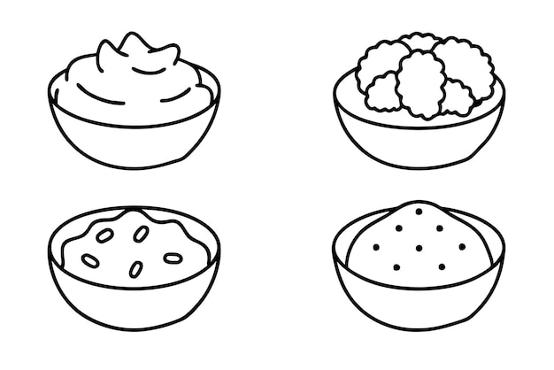 Ilustración de hummus dibujada a mano en línea de arte gourmet