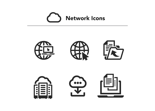 Ilustración de las iconas de la red