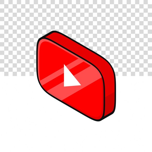 Ilustración de icono 3D de YouTube en un fondo aislado
