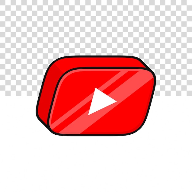 Ilustración de icono 3D de YouTube en un fondo aislado