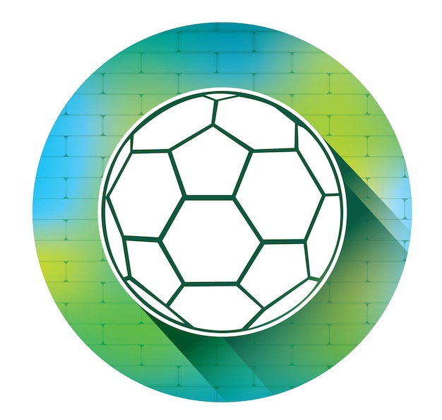 Ilustración de icono de balón de fútbol de diseño plano con efecto de sombra larga