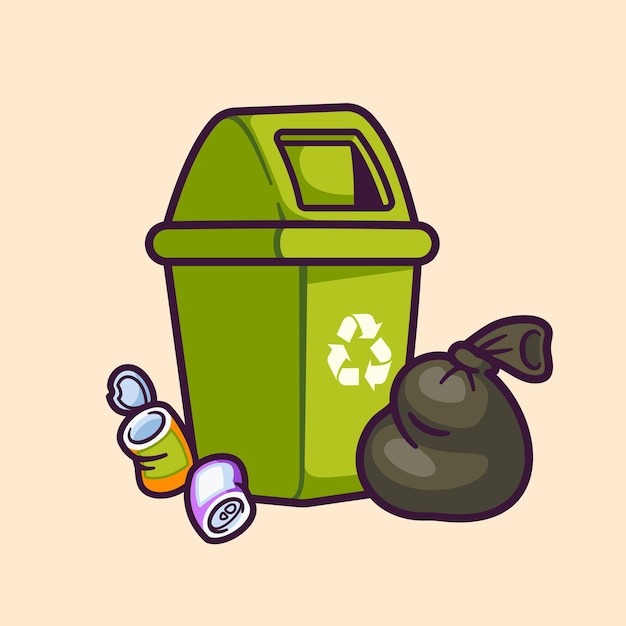 Ilustración de icono de bolsa de basura de reciclaje de basura