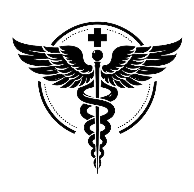 Ilustración del icono CADUCEUS, símbolo médico y relacionado con la salud