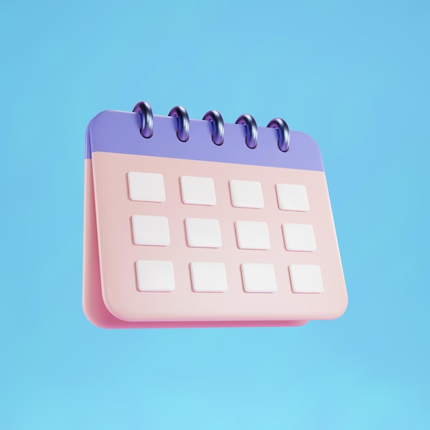 ilustración de icono de calendario 3d mínimo