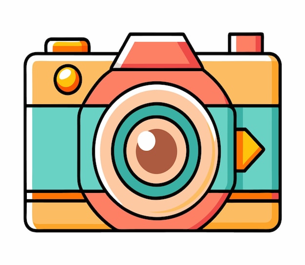 Ilustración del icono de la cámara digital retro en fondo blanco