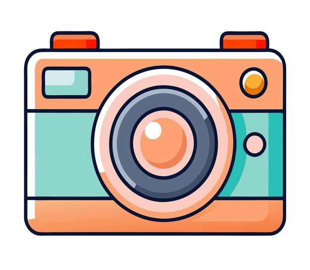 Ilustración del icono de la cámara digital retro en fondo blanco