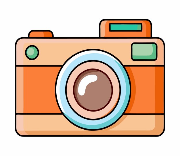 Ilustración del icono de la cámara digital retro en fondo blanco