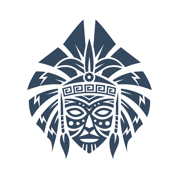 Vector ilustración de un icono de cara de máscara tribal primitiva