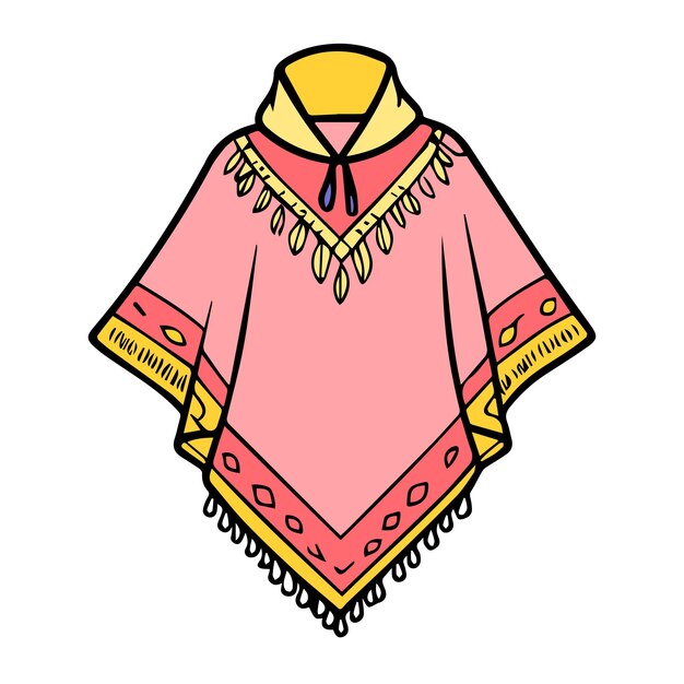 Vector ilustración del icono de color del contorno del vestido poncho