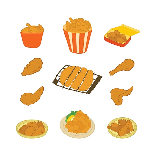 Vector ilustración de icono de comida de pollo frito