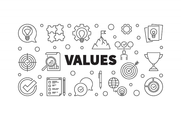 Ilustración del icono del concepto de valores en estilo de línea fina