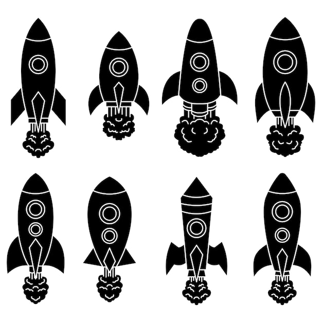 Ilustración del icono del conjunto de cohetes