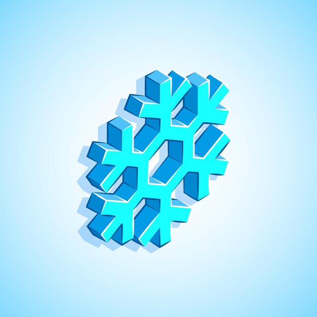 Vector ilustración de icono de copo de nieve geométrico isométrico de diseño colorido vector aislado fondo azul blanco