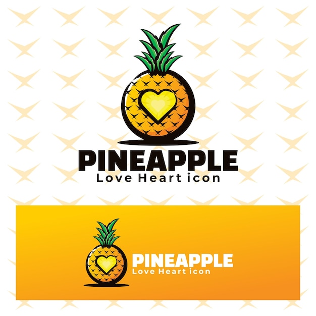 Ilustración de icono de corazón de amor de piña