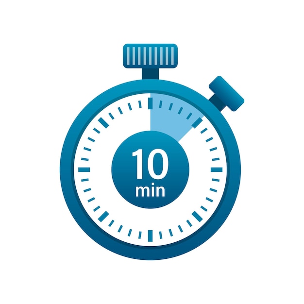 Ilustración de icono de cronómetro de 10 minutos en estilo plano Ilustración de vector de temporizador sobre fondo aislado Concepto de negocio de signo de alarma de tiempo