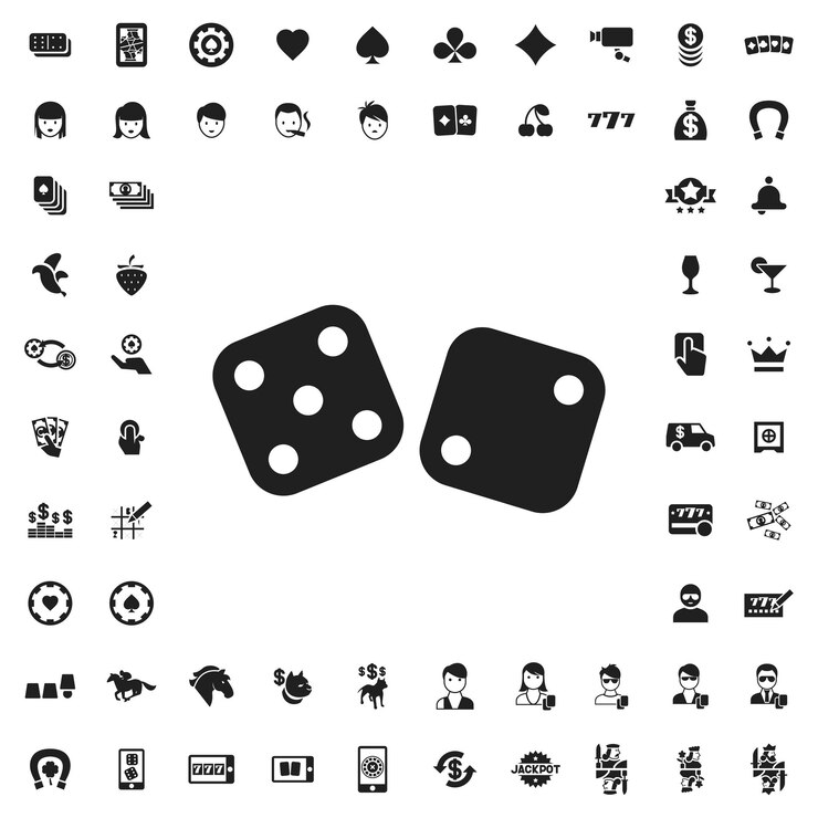 Ilustración del icono de los dados símbolo de signo vectorial aislado