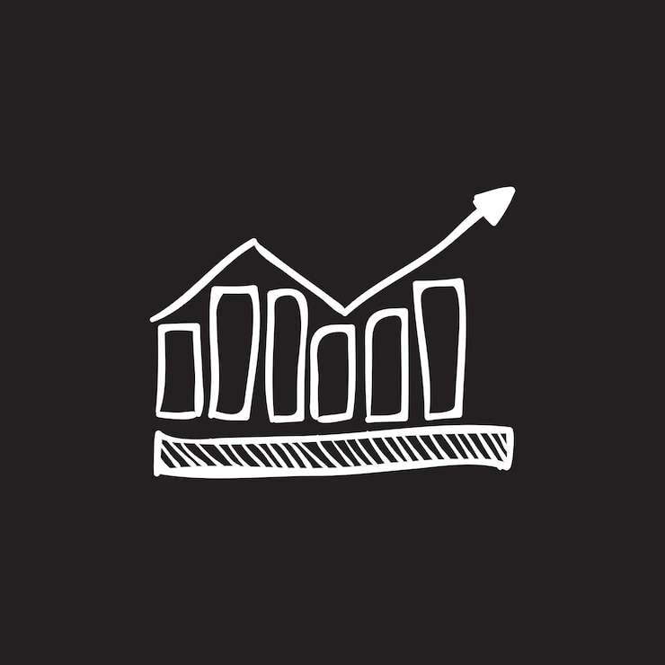 Vector ilustración del icono del diagrama de estilo tiza blanca