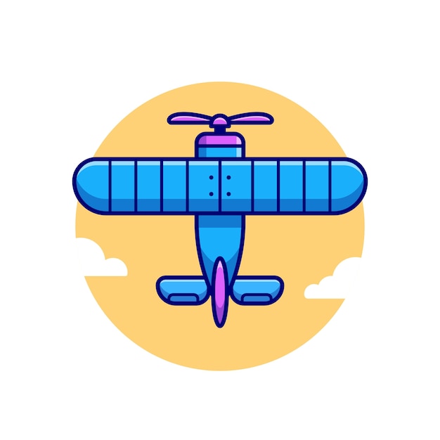 Ilustración de icono de dibujos animados de avión vintage. concepto de icono de transporte aéreo