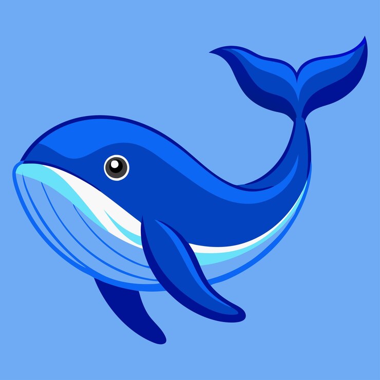 Ilustración del icono de dibujos animados de la ballena azul