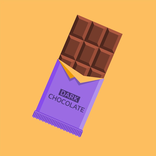 Vector ilustración de icono de dibujos animados de barra de chocolate oscuro