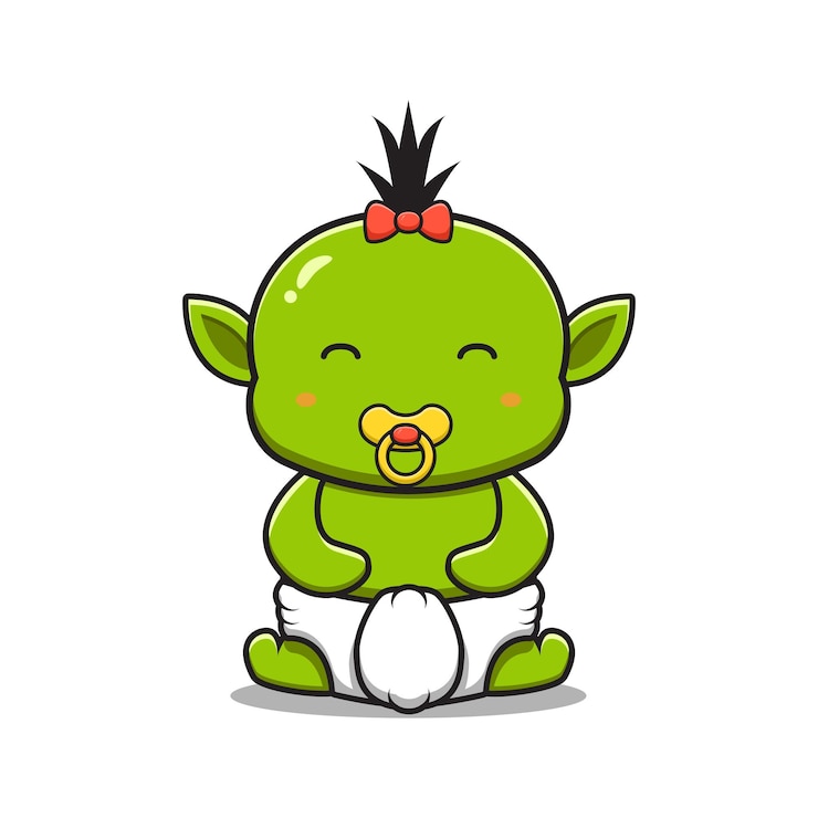 Vector ilustración del icono de dibujos animados del bebé goblin