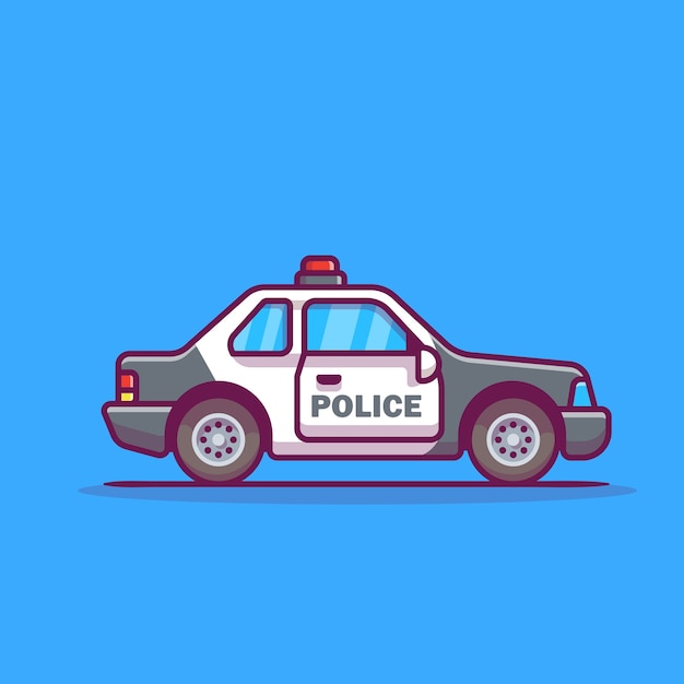 Ilustración de icono de dibujos animados de coche de policía.