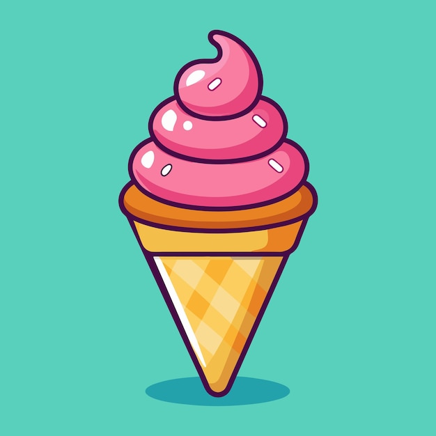 Ilustración de icono de dibujos animados de cono de helado de vector