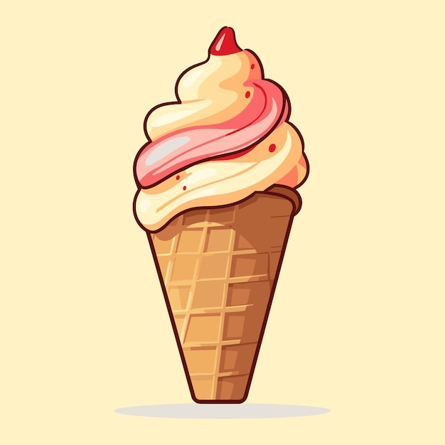 Vector ilustración de icono de dibujos animados de cono de helado vectorial aislado en el fondo