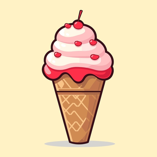 Vector ilustración de icono de dibujos animados de cono de helado vectorial aislado en el fondo