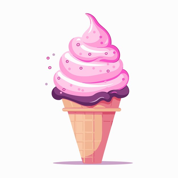 Ilustración de icono de dibujos animados de cono de helado vectorial aislado en el fondo