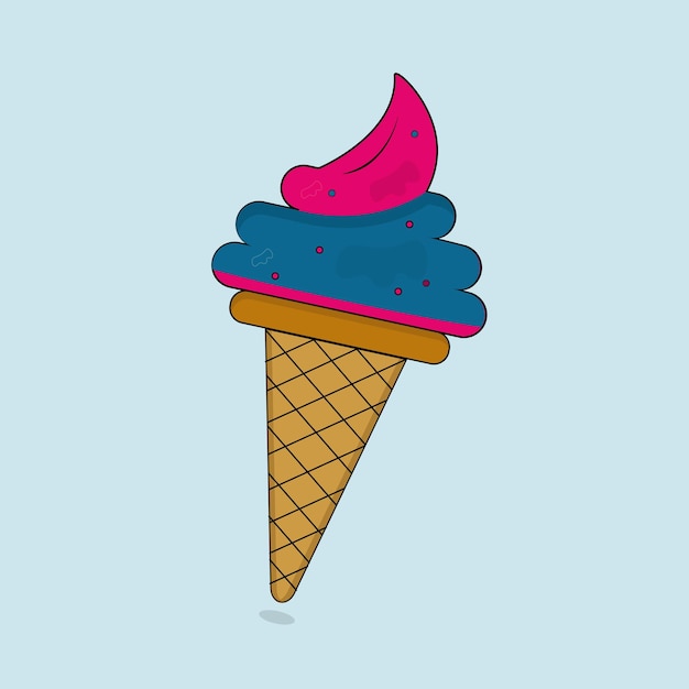 Ilustración del icono de dibujos animados del cono de helado vectorial