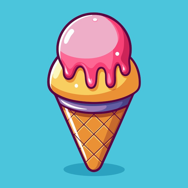 Ilustración del icono de dibujos animados del cono de helado