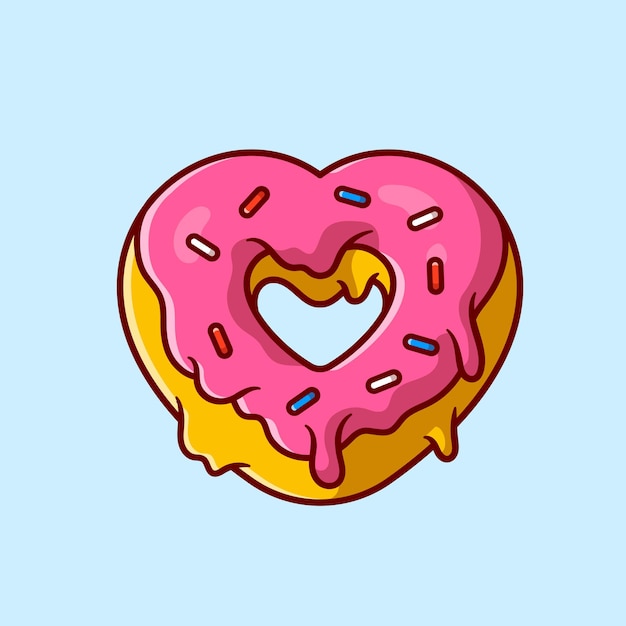 Ilustración de icono de dibujos animados de crema de donut de amor.