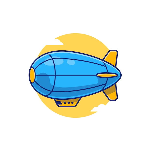 Ilustración de icono de dibujos animados de dirigible. Concepto de icono de transporte aéreo Premium aislado. Estilo de dibujos animados plana
