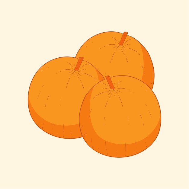 Ilustración del icono de dibujos animados del diseño plano de la fruta naranja