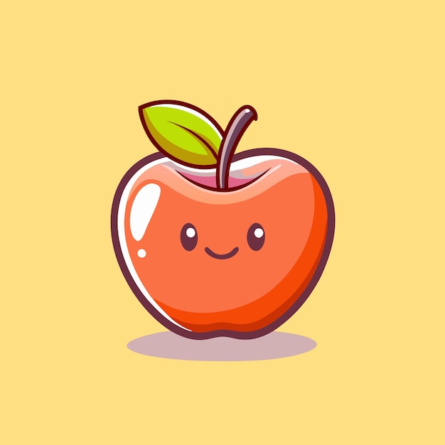 Ilustración del icono de dibujos animados de la fruta de manzana