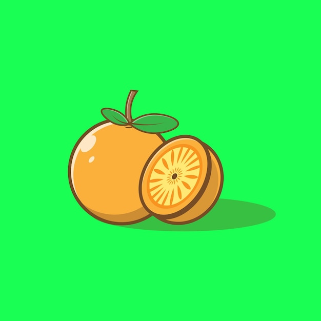 Ilustración de icono de dibujos animados de fruta naranja fresca concepto de fruta diseño exclusivo