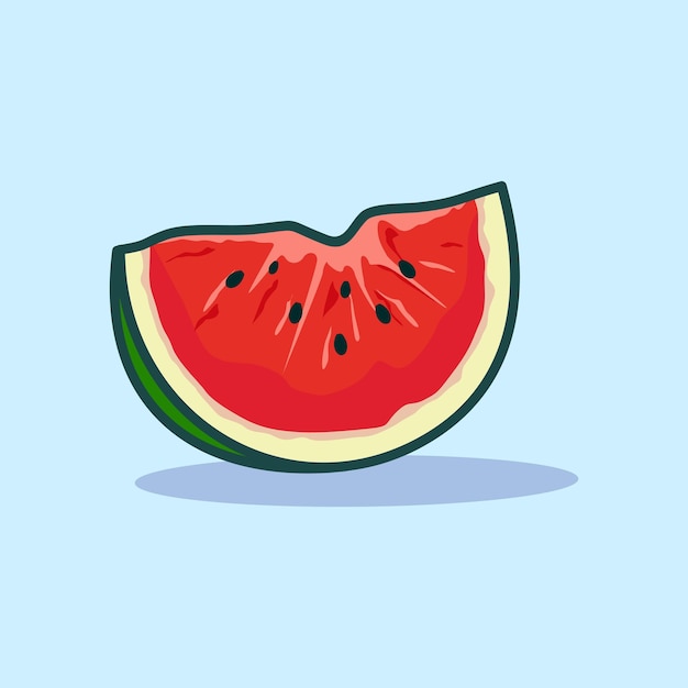 Vector ilustración de icono de dibujos animados de fruta de sandía roja fresca dividida