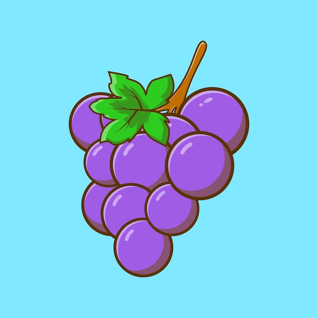 Ilustración de icono de dibujos animados de fruta de uva fresca concepto de fruta diseño exclusivo