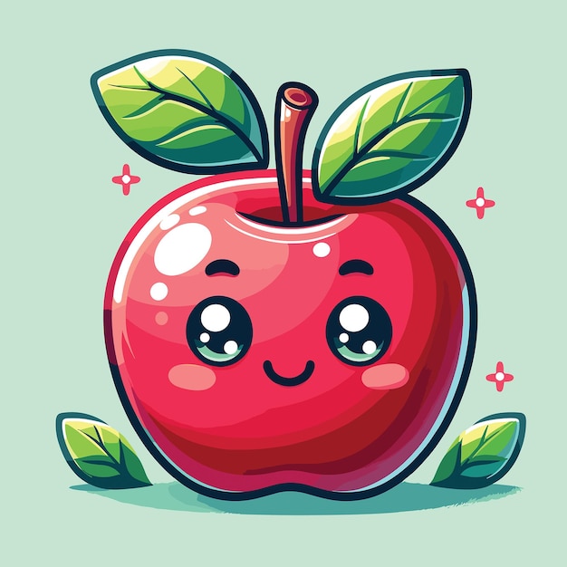 Ilustración del icono de dibujos animados de frutas de manzana El concepto de icono de frutas alimenticias aislado Estilo de dibujus animados planos