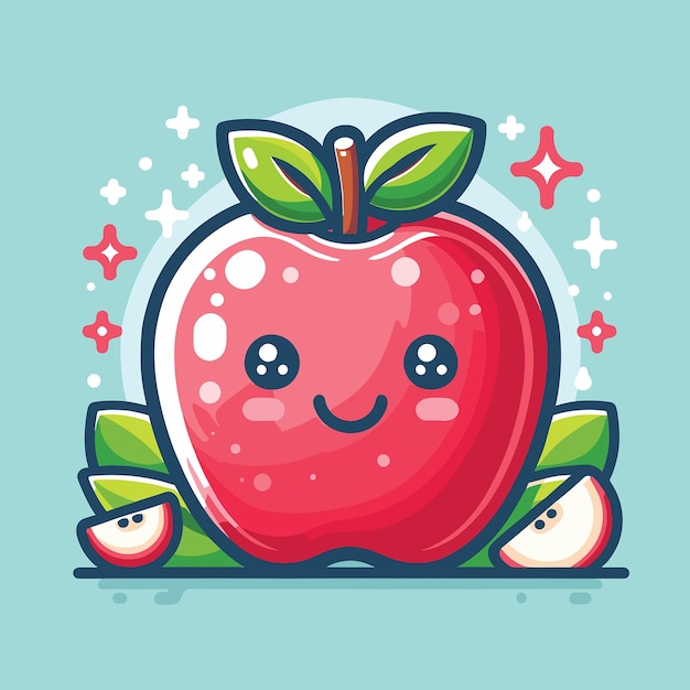 Vector ilustración del icono de dibujos animados de frutas de manzana el concepto de icono de frutas alimenticias aislado estilo de dibujus animados planos