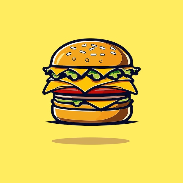 Ilustración de icono de dibujos animados de hamburguesa con queso de vector libre