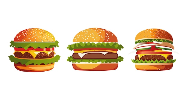 Vector ilustración del icono de dibujos animados de la hamburguesa de queso vectorial