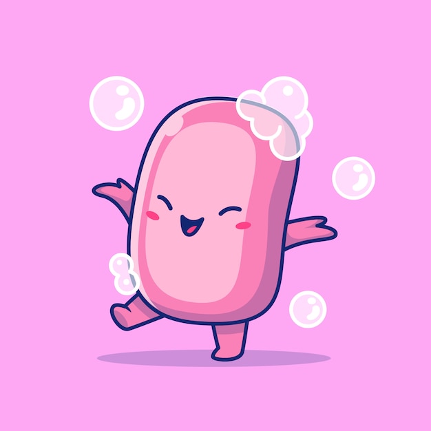 Ilustración de icono de dibujos animados lindo jabón. carácter saludable de la mascota. concepto de icono médico y salud aislado